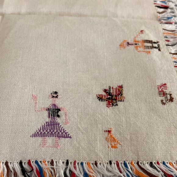Three Vintage Linen Cocktail Napkins, Rare, Cross Stitched on this fine … - Picture 8 of 12